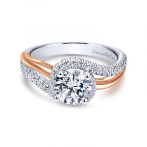 Gabriel & Co. 14k Two Tone Gold Contemporary Bypass Engagement Ring