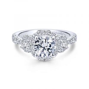 Gabriel & Co. 14k White Gold Entwined 3 Stone Engagement Ring