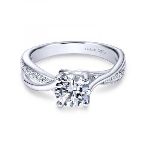 Gabriel & Co. 14k White Gold Contemporary Bypass Engagement Ring