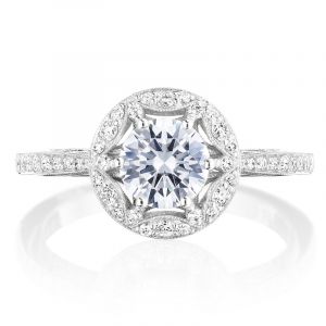 Tacori Platinum Crescent Chandelier Halo Ring