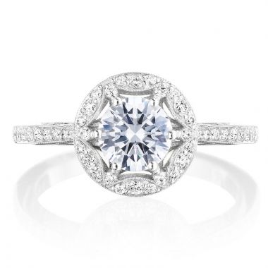 Tacori Platinum Crescent Chandelier Halo Ring